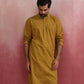 trueBrowns Men's Mustard Mandarin Collar Kurta | Swadesiicart