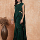 InWeave Women's Dark Green Black Gota Skirt Saree - Swadesiicart