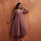 trueBrowns Rust Ajrak Print Slit Kurta Set | Swadesiicart
