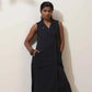 trueBrowns Black Cotton Linen Dress | Swadesiicart
