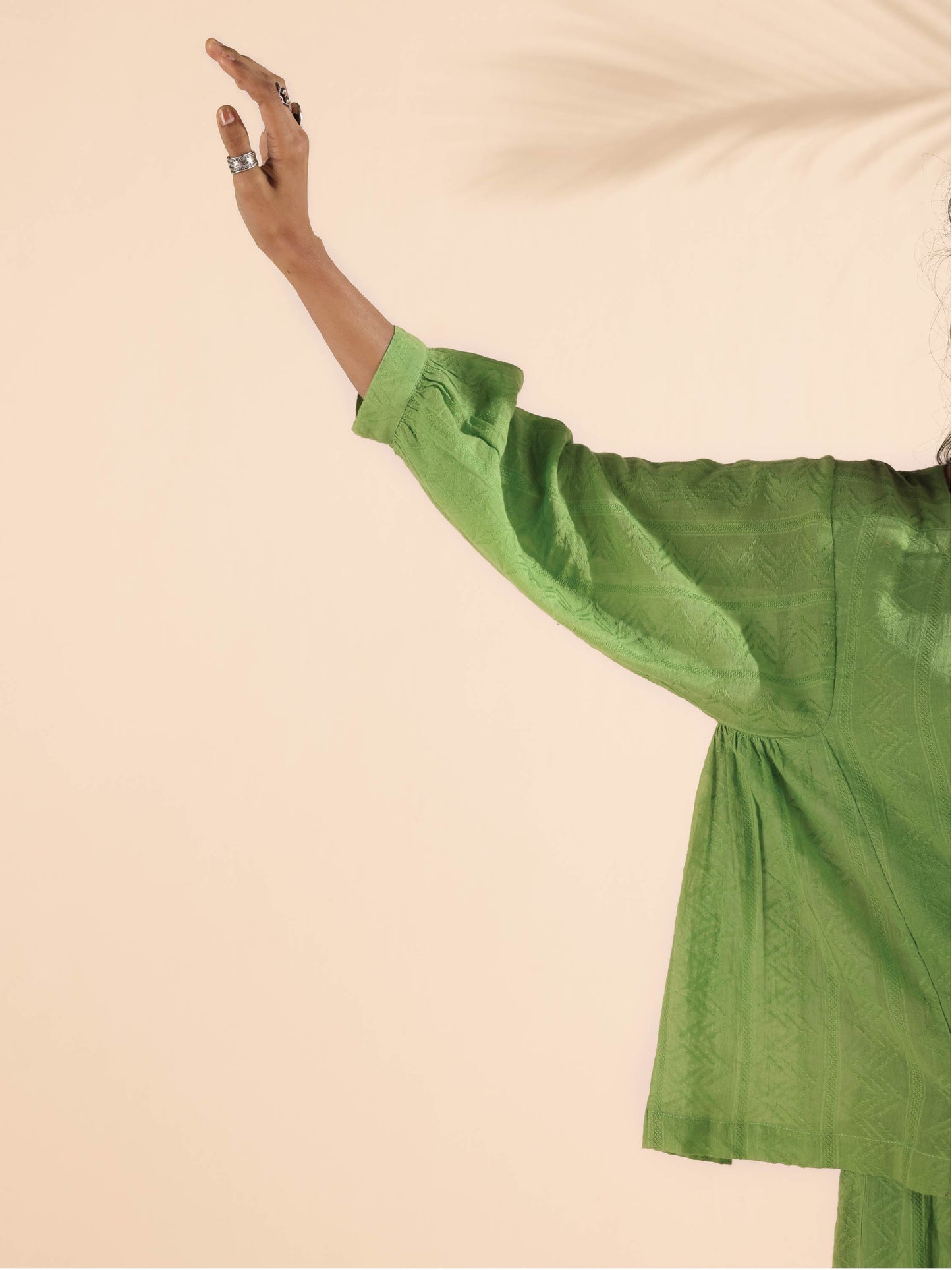 trueBrowns Green Cotton Dobby Short Co-ord Set - Swadesiicart