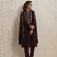 trueBrowns Purple Velvet Geometric Embroidered Kurta Pant Dupatta Set | Swadesiicart