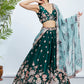 House of Panchhi Teal Pure Georgette Sequins And Thread Embroidery Lehenga Choli & Dupatta | Swadesiicart