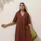 trueBrowns Brown Cotton Linen Kurta Pant Set | Swadesiicart