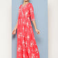 Ahalyaa Floral Printed Pleated Maxi Empire Ethnic Dress | Swadesiicart