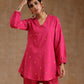 trueBrowns Pink Gold Cotton Short Co-Ord Set - Swadesiicart