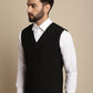 Even Apparels Men's Black Waistcoat with welt pockets | Swadesiicart