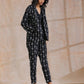 trueBrowns Black White Geometric Print Cotton Pant Suit Set | Swadesiicart