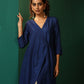 trueBrowns Blue Silk Angrakha Kurta Pant Set | Swadesiicart