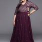 Ahalyaa Plus Size V-neck Maxi Ethnic Dress | Swadesiicart