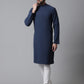 Even Apparels Blue Solid Kurta With Band Collar | Swadesiicart