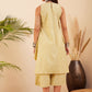 InWeave Women's Light Yellow Lurex Kantha Mandarin Neck Kurta Palazzo Set - Swadesiicart