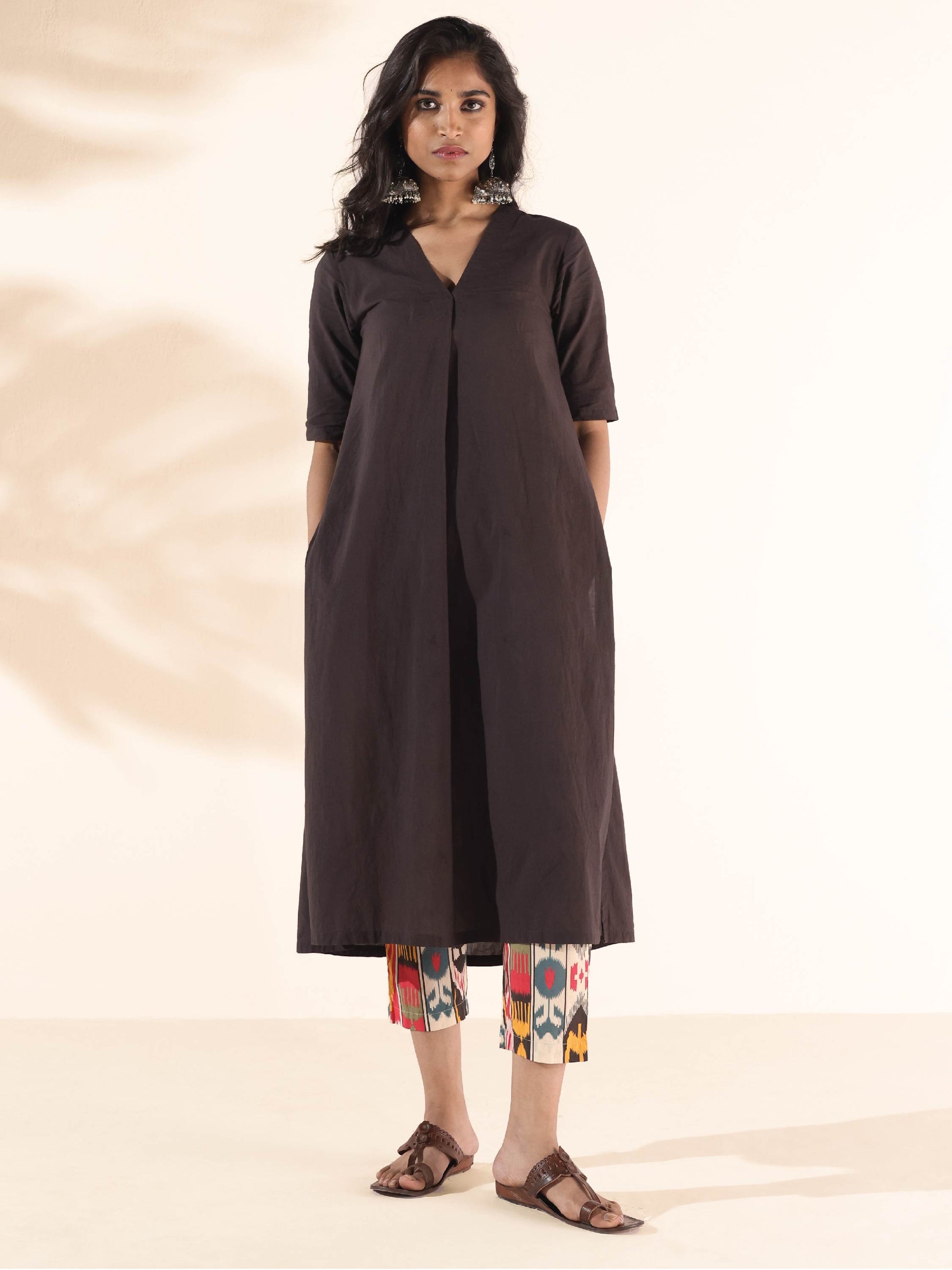 trueBrowns Cola Cotton Ikat Kurta Pant Set | Swadesiicart