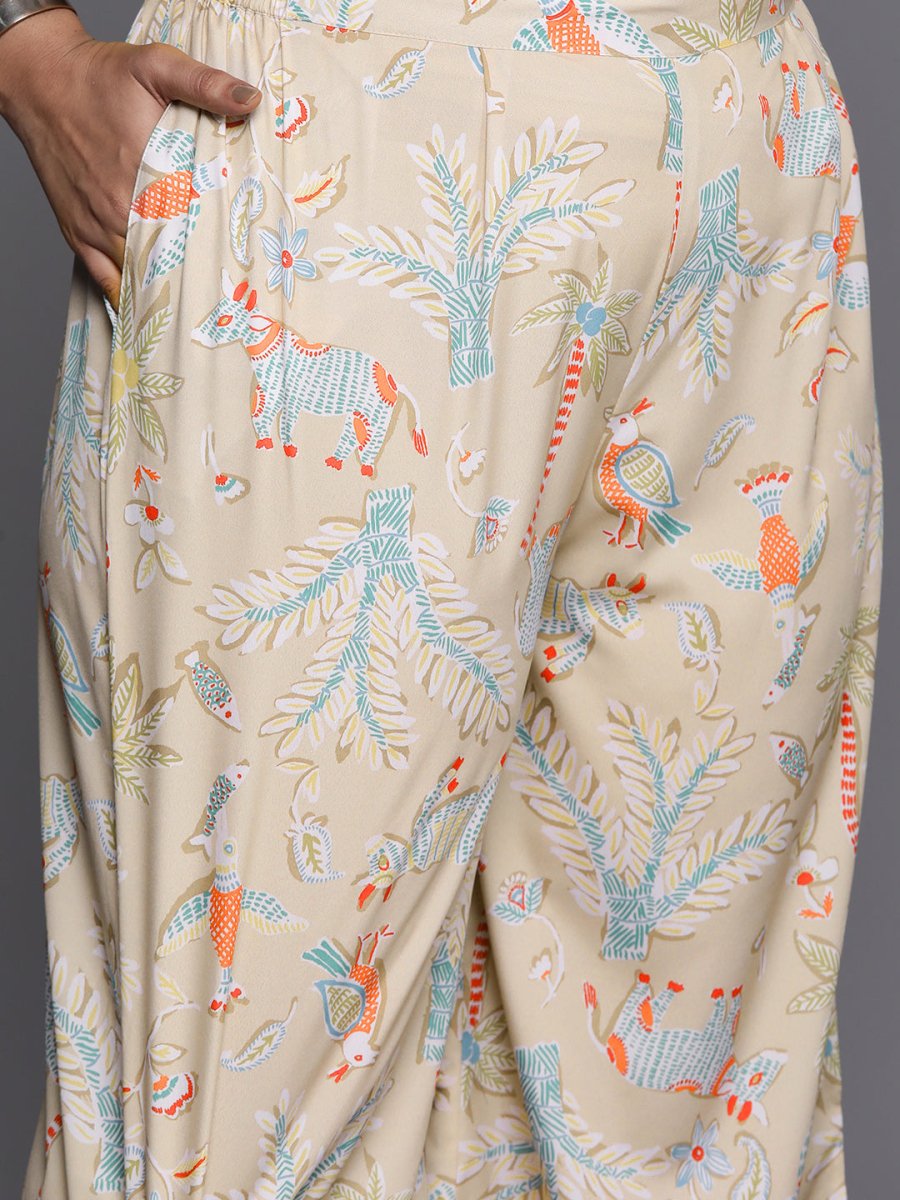 Ahalyaa Women Plus Size Printed Regular Gotta Patti Kurta with Palazzos | Swadesiicart
