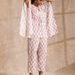 trueBrowns Pink Buta On White Block Print Cotton Kaftan Co-Ord Set - Swadesiicart