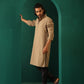 trueBrowns Men's Beige Dobby Textured Kurta | Swadesiicart