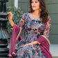 Anaita Grey Tabby Silk Stitched Anarkali Suit With Thread & Sequence Work