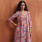 trueBrowns Orange Print A-line Kurta Set | Swadesiicart