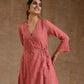 trueBrowns Blush Gold Cotton Angrakha Kurta Set | Swadesiicart