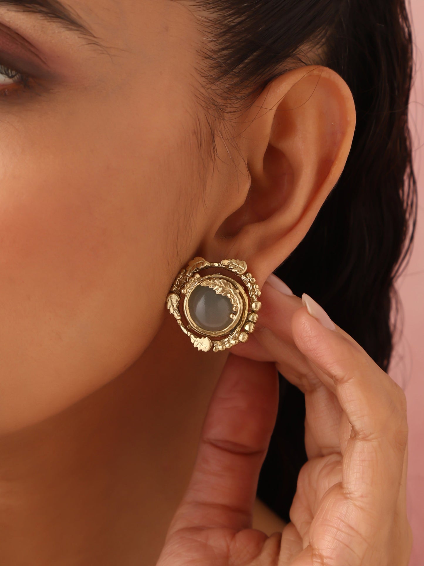 trueBrowns Brass Circular Stud Earrings - Swadesiicart