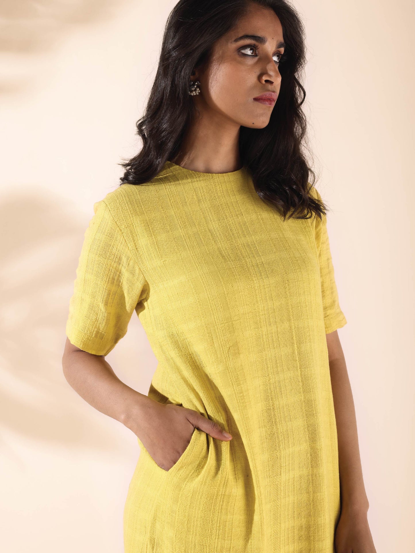 trueBrowns Lime Cotton Dobby Kurta Pant Set | Swadesiicart