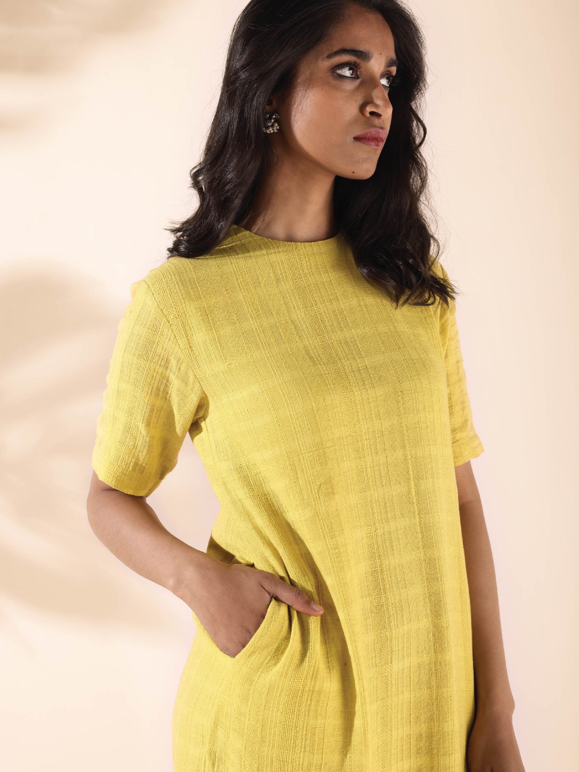 trueBrowns Lime Cotton Dobby Kurta Pant Set | Swadesiicart