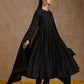 trueBrowns Black Gold Cotton Anarkali Set | Swadesiicart