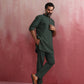 trueBrowns Men's Green Cotton Mandarin Collar Kurta Co-ord set - Swadesiicart