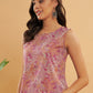 InWeave Pink Coral Floral Print W/U Top - Swadesiicart