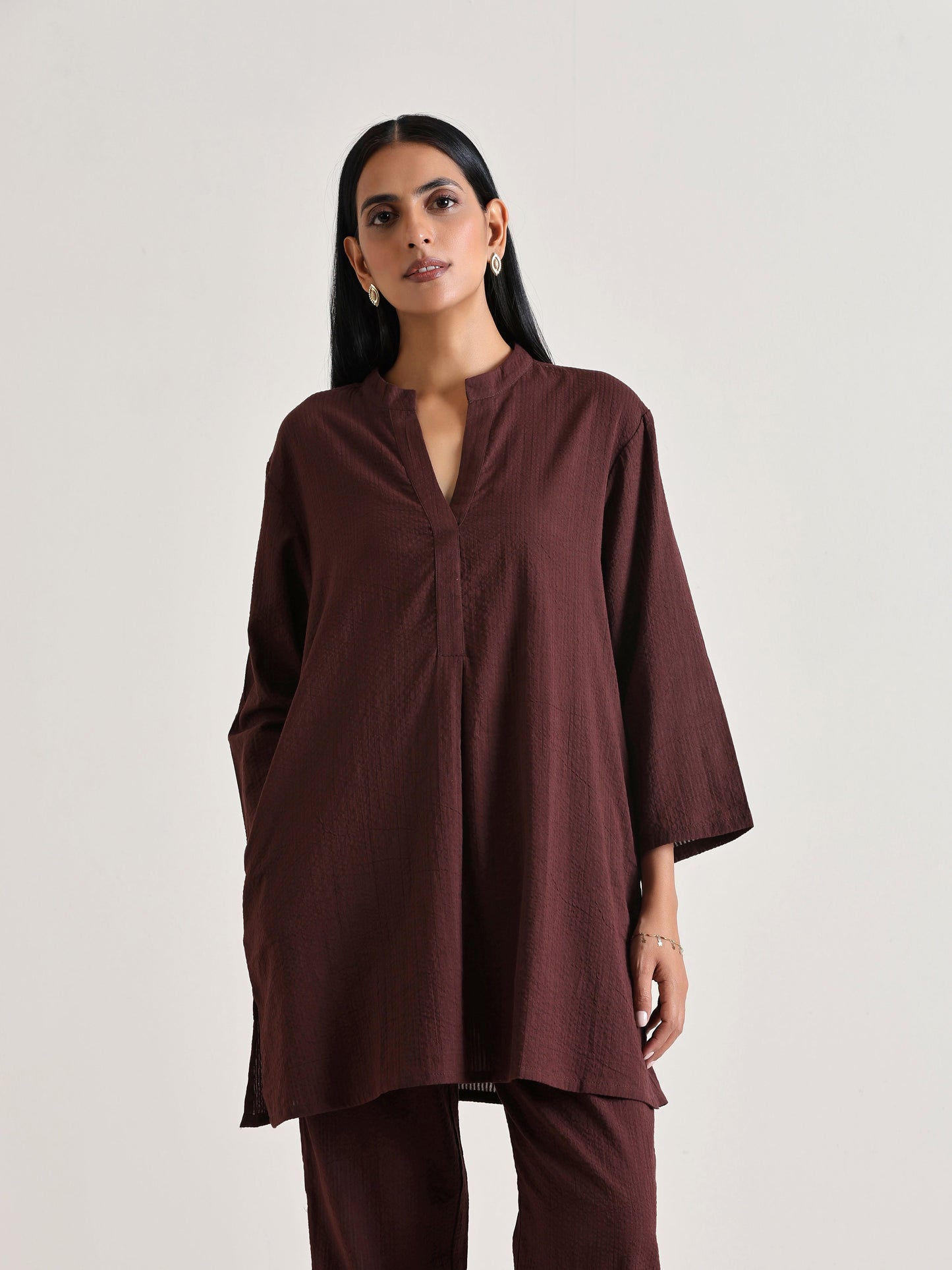 trueBrowns Cola Brown Relaxed Fit Co-Ord Set - Swadesiicart