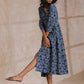 trueBrowns Indigo Dabu Overall Print Cotton Wrap Dress | Swadesiicart