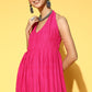 InWeave Fuchsia Backless Kurta Sharara Set - Swadesiicart