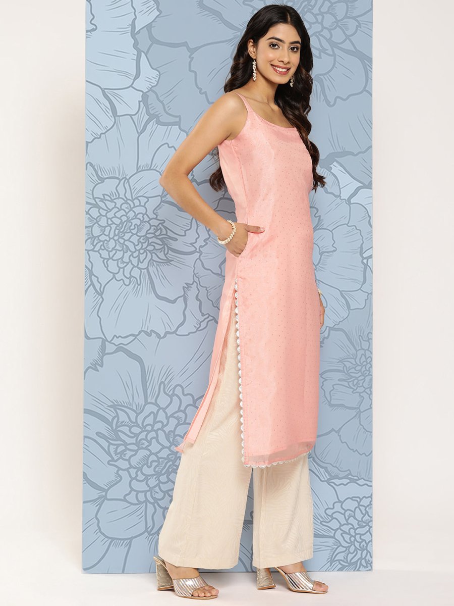 Ahalyaa Polka Dot Printed Organza Kurta | Swadesiicart