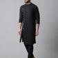 Even Apparels Black Pure Cotton Kurta With Band Collar | Swadesiicart
