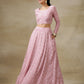 trueBrowns Light Mauve Bandhani Printed Silk Top Skirt Set - Swadesiicart