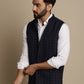 Even Apparels Men's Blue Mandarin Collar Waistcoat | Swadesiicart