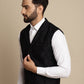 Even Apparels Men's Black Waistcoat with Notched Lapel | Swadesiicart