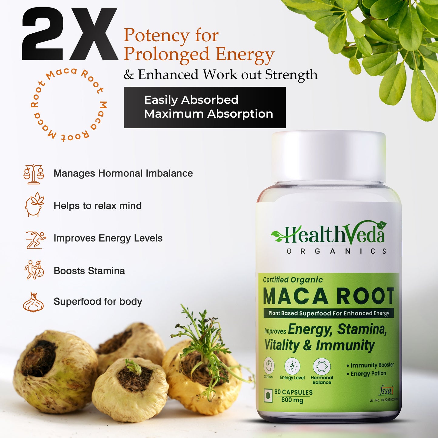 Health Veda Organics Maca Root Capsules | Swadesiicart