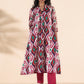trueBrowns Pink Cotton Ikat Flared Kurta Pant Set | Swadesiicart