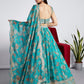 House of Panchhi Sea Green Colour Organza Floral Design Digital Print Lehenga Choli & Dupatta | Swadesiicart