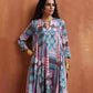 trueBrowns Blue Print Flared Anarkali Kurta Co-ord Set - Swadesiicart