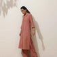 trueBrowns Peach Cotton Linen Kurta Pant Set | Swadesiicart