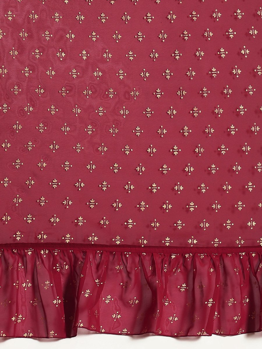 Ahalyaa Printed Ready To Wear Ruffles Saree | Swadesiicart