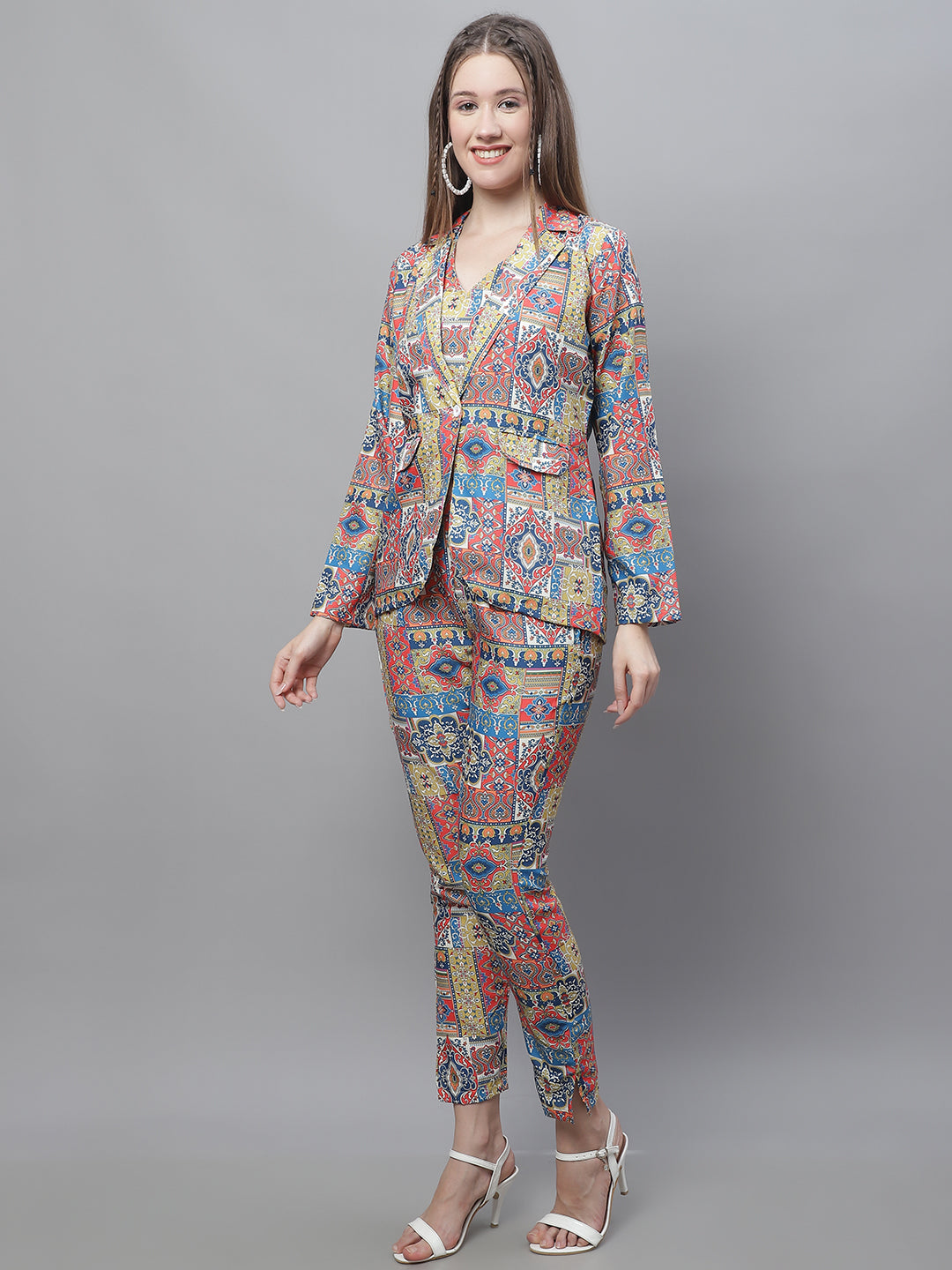 Jainish Women's WoDigital Printed Crop Top and Jacket Set - Multi - Swadesiicart