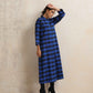 trueBrowns Blue Check Flared Winter Dress | Swadesiicart