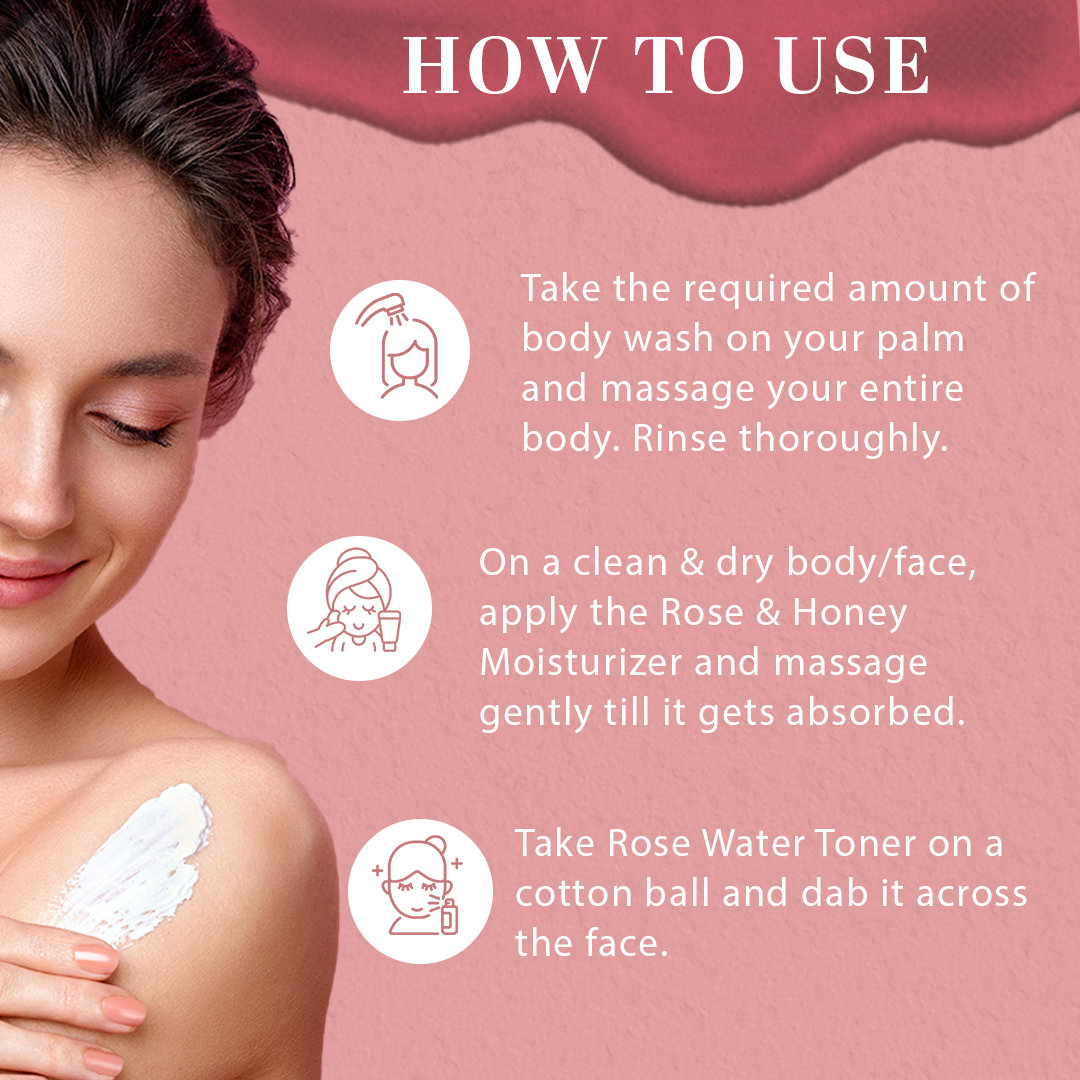 Khadi Natural Rose & Honey Skin Care Combo Pack Of 3 – 210ml Each