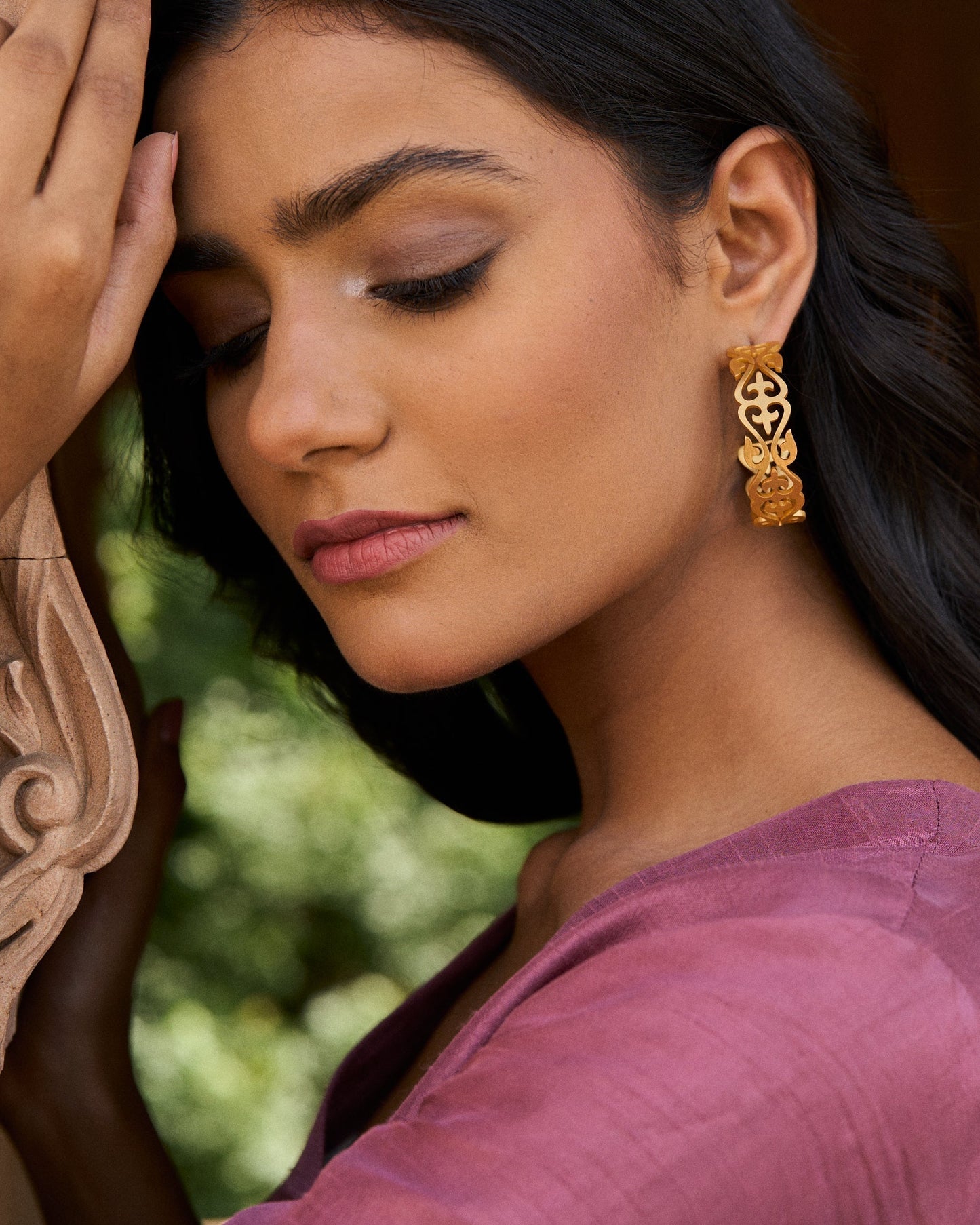 trueBrowns Gold-Polished Hoop Earrings | Swadesiicart
