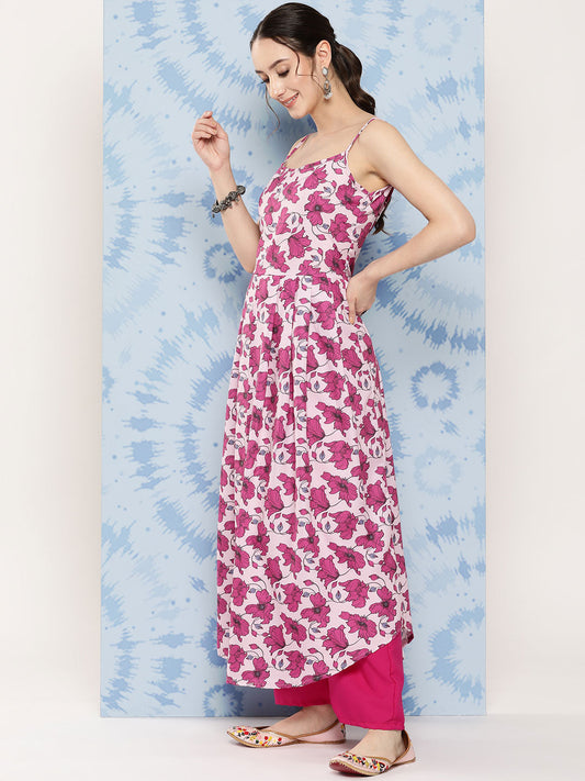 InWeave Women's Pink Fuchsia Japanese Art Strappy Set - Swadesiicart