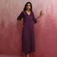trueBrowns Purple Modal Pleated Kurta Set | Swadesiicart
