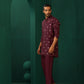 trueBrowns Men's Wine Diamond Viscose Silk Co-ord Set - Swadesiicart